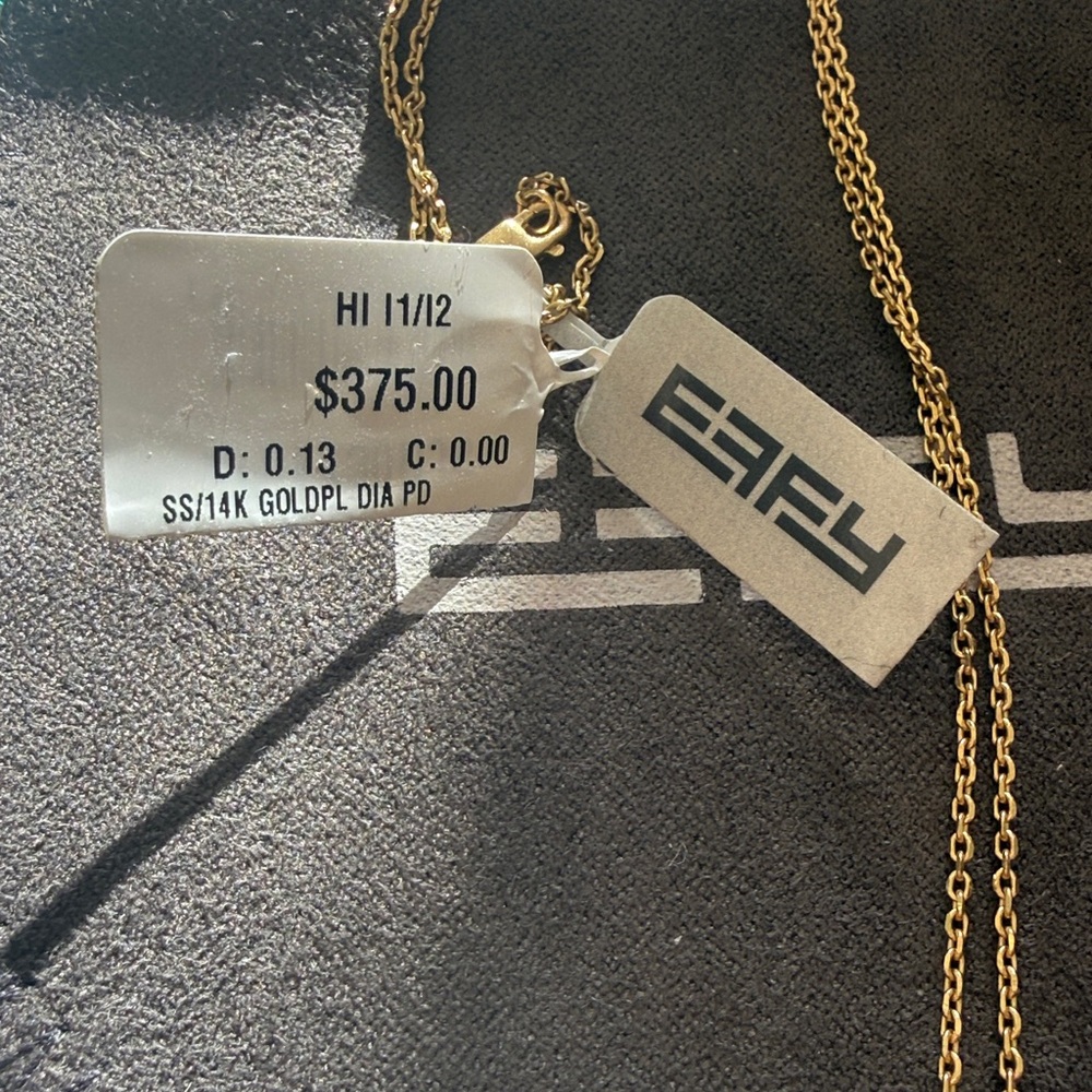 Effy 14K Goldplated Sterling Silver & Diamond J Initial Pendant Necklace - Picture 5 of 7